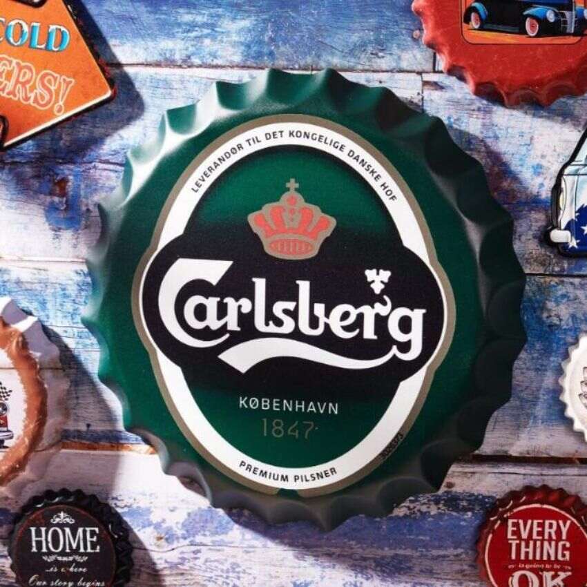 Carlsberg 1847 Bottle Cap Wall Decor | 35 x 5 cm/14 x 2 inches