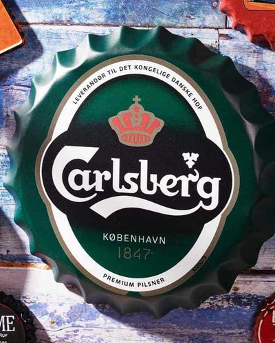 Carlsberg 1847 Bottle Cap Wall Decor | 35 x 5 cm/14 x 2 inches