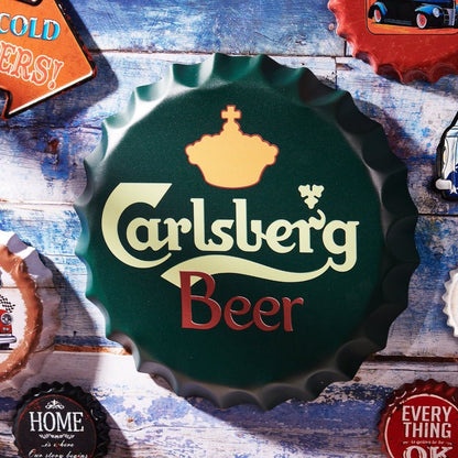 Carlsberg Beer Bottle Cap Wall Decor | 35 x 5 cm/14 x 2 inches