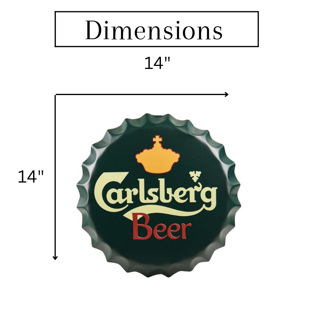 Carlsberg Beer Bottle Cap Wall Decor | 35 x 5 cm/14 x 2 inches