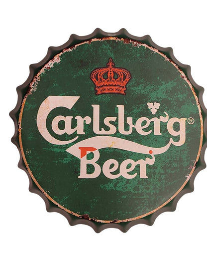 Carlsberg Beer Rust Bottle Cap Wall Decor | 35 x 5 cm/14 x 2 inches