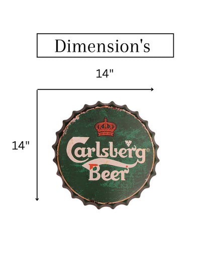 Carlsberg Beer Rust Bottle Cap Wall Decor | 35 x 5 cm/14 x 2 inches