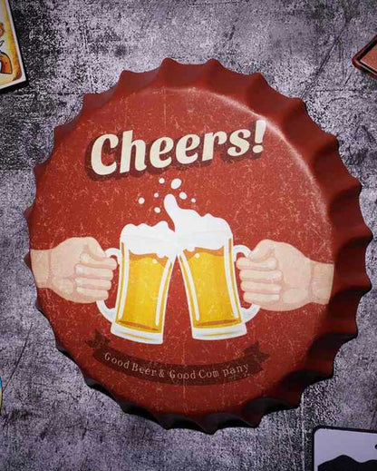 Cheers Bottle Cap Wall Decor | 35 x 5 cm / 14 x 2 inches