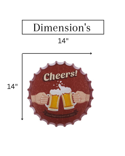 Cheers Bottle Cap Wall Decor | 35 x 5 cm / 14 x 2 inches