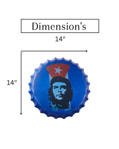 Che Guevara Blue Bottle Cap Wall Decor | Blue | 35 x 5 cm/14 x 2 inches