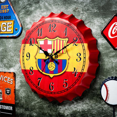 FC Barcelona Bottle Cap Themed Wall Clock | 14 inches