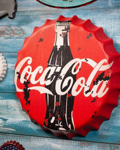 Coca Cola Retro Bottle Cap Wall Decor | 35 x 5 cm/ 14 x 2 inches