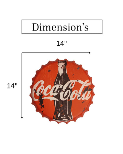 Coca Cola Retro Bottle Cap Wall Decor | 35 x 5 cm/ 14 x 2 inches