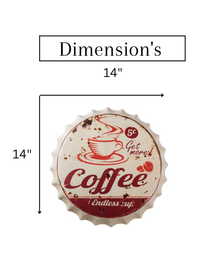 Get More Coffee Endless Cup Bottle Cap Wall Decor | 14 inches