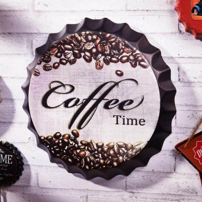 Coffee Time Bottle Cap Wall Decor | 35 x 5 cm / 14 x 2 inches