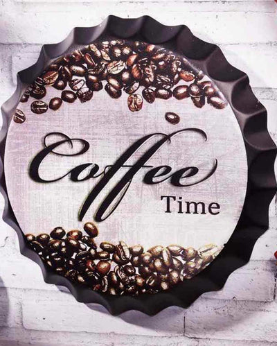 Coffee Time Bottle Cap Wall Decor | 35 x 5 cm / 14 x 2 inches