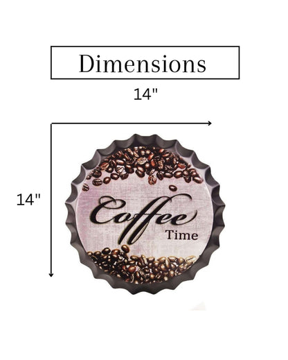 Coffee Time Bottle Cap Wall Decor | 35 x 5 cm / 14 x 2 inches