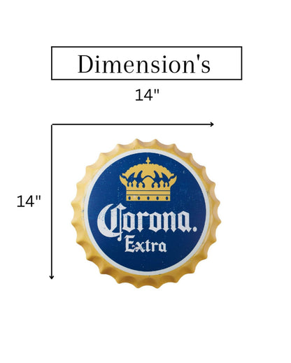 Corona Extra Bottle Cap Wall Decor | 35 x 5 cm / 14 x 2 inches