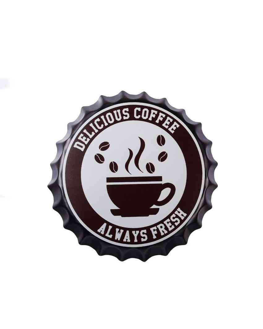 Delicious Coffee Bottle Cap Wall Decor | 35 x 5 cm / 14 x 2 inches