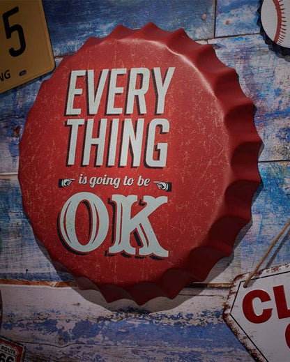 Everything Is Going To Be Ok Bottle Cap Wall Decor | 14 inches