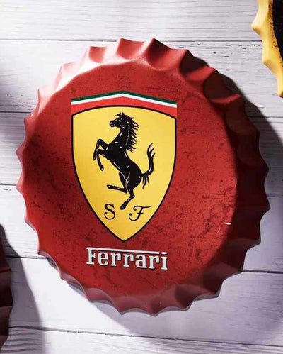 Ferrari Bottle Cap Wall Decor | 14 inches