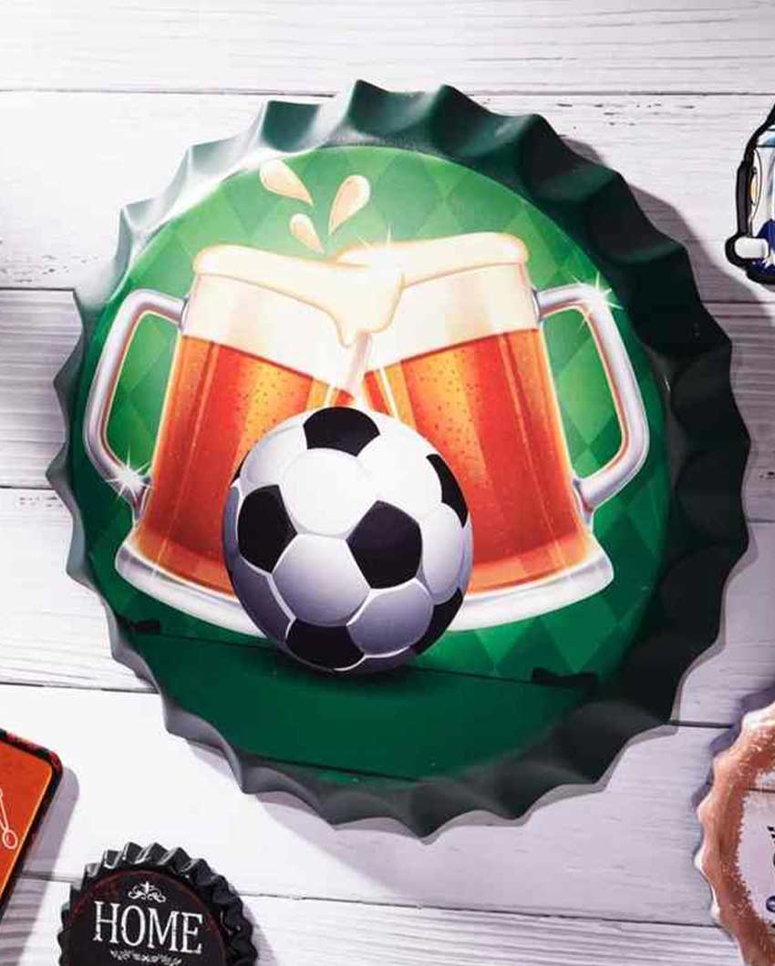 Football Beer Bottle Cap Wall Decor | 14 inches