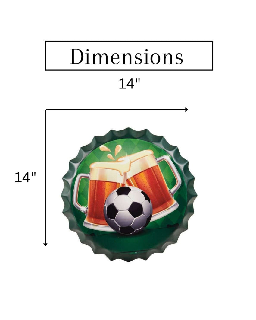 Football Beer Bottle Cap Wall Decor | 14 inches