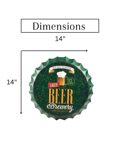 Beer Brewery Bottle Cap Wall Decor |  35 x 5 cm/ 14 x2  inches