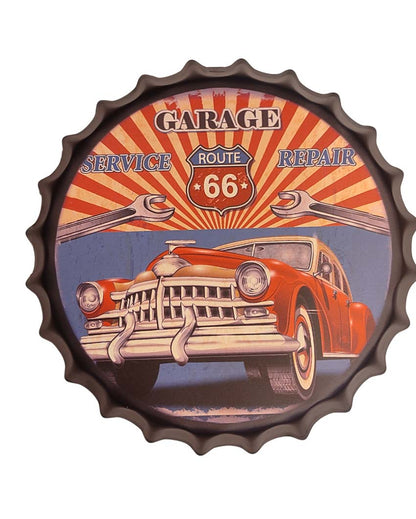 Garage Route 66 Bottle Cap Wall Decor | 14 inches