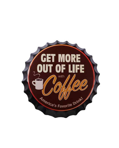 Get More Coffee Bottle Cap Wall Decor | 14 inches