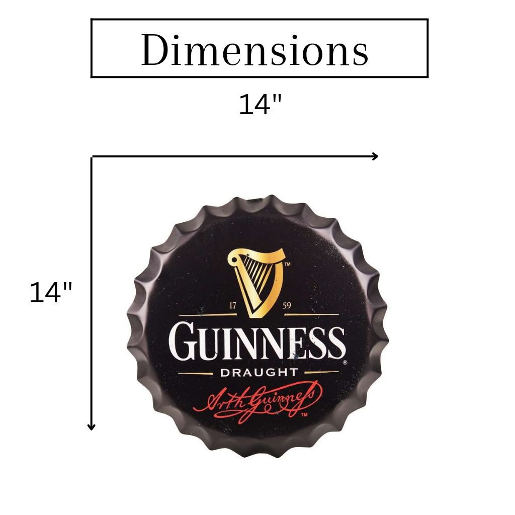 Guinness Draught Bottle Cap Wall Decor | 14 inches