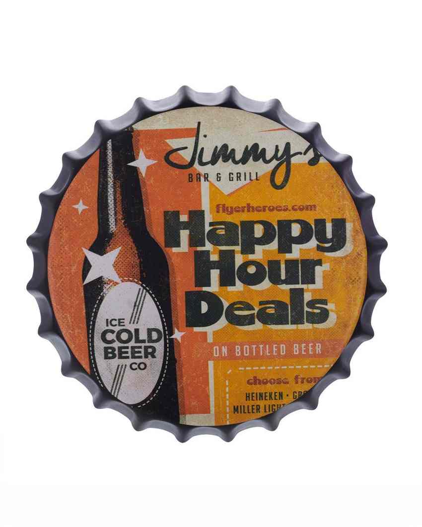 Happy Hour Deals Bottle Caps Wall Decor | 14 inches