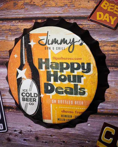 Happy Hour Deals Bottle Caps Wall Decor | 14 inches