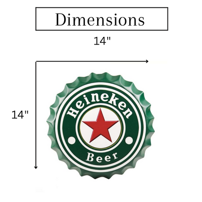 Heineken Beer Bottle Cap Wall Decor | 14 inches