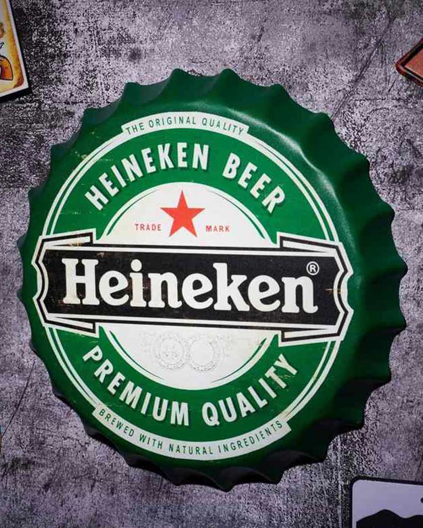 Heineken Premium Beer Bottle Caps Wall Decor | 14 inches