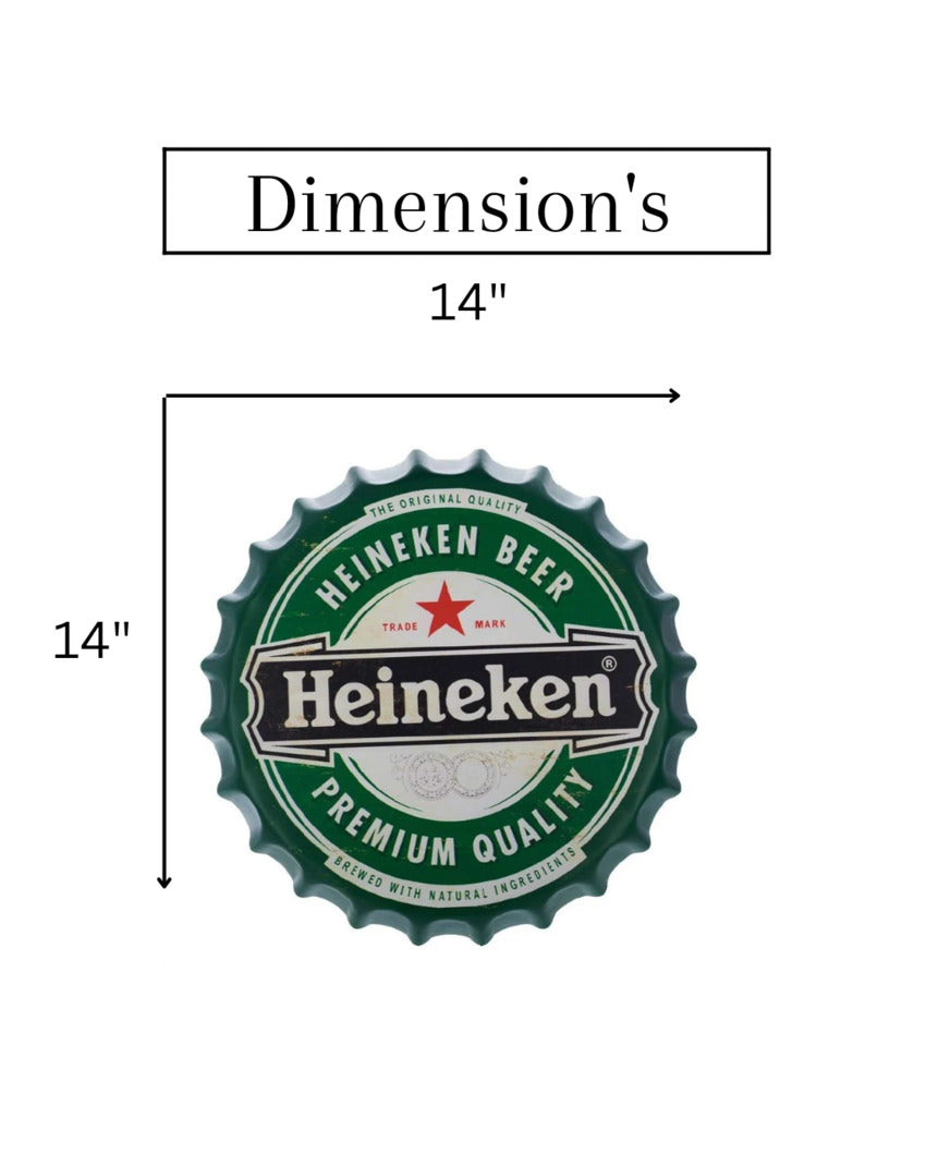 Heineken Premium Beer Bottle Caps Wall Decor | 14 inches