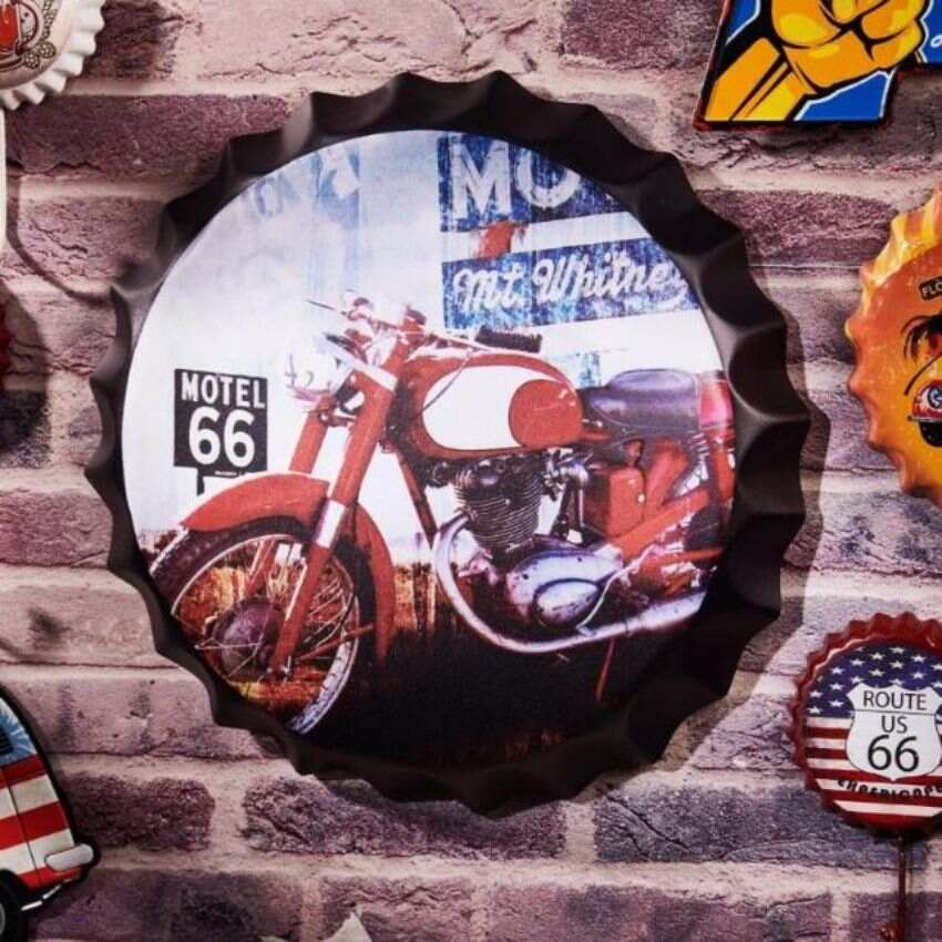 Motor Red Motel 66 Bottle Cap Wall Decor | 14 inches