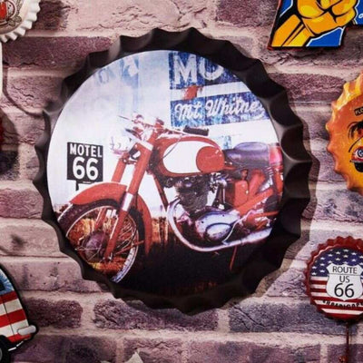 Motor Red Motel 66 Bottle Cap Wall Decor | 14 inches