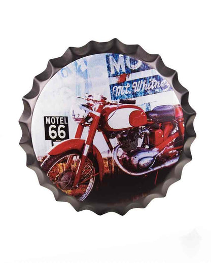 Motor Red Motel 66 Bottle Cap Wall Decor | 14 inches