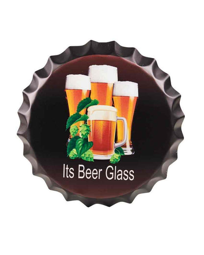 It's Beer Glass Bottle Cap Wall Decor | 14 inches