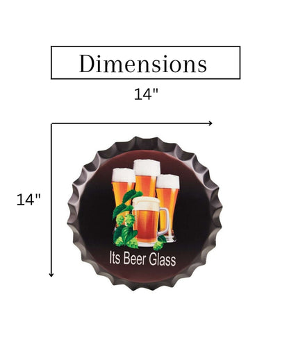 It's Beer Glass Bottle Cap Wall Decor | 14 inches