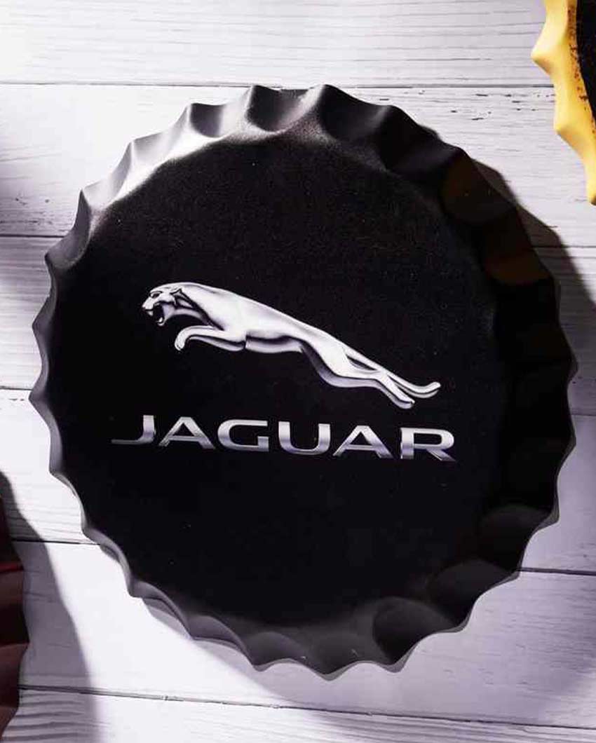 Jaguar Bottle Cap Wall Decor | Black| 14 inches