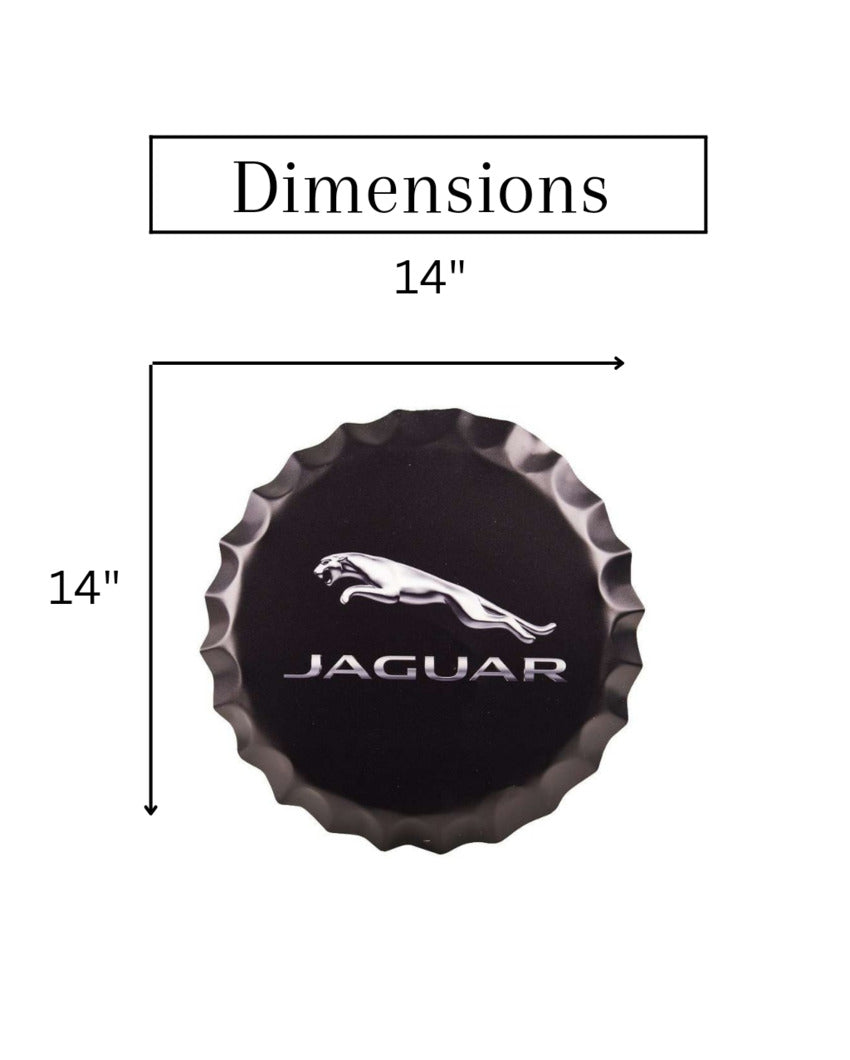 Jaguar Bottle Cap Wall Decor | Black| 14 inches