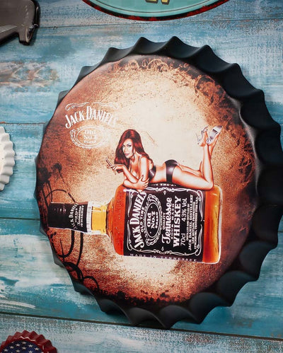 Jack Daniels Bottle Bottle Cap Wall Decor | 14 inches