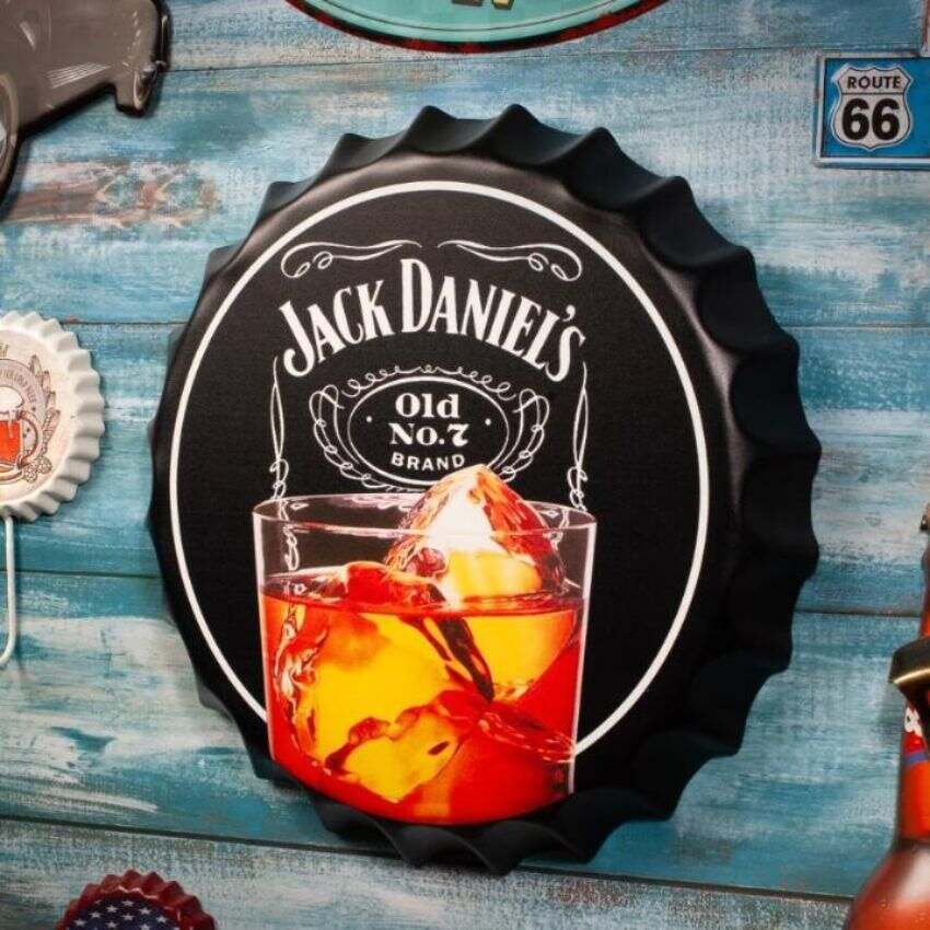 Jack Daniels Glass Bottle Cap Wall Decor | 14 inches