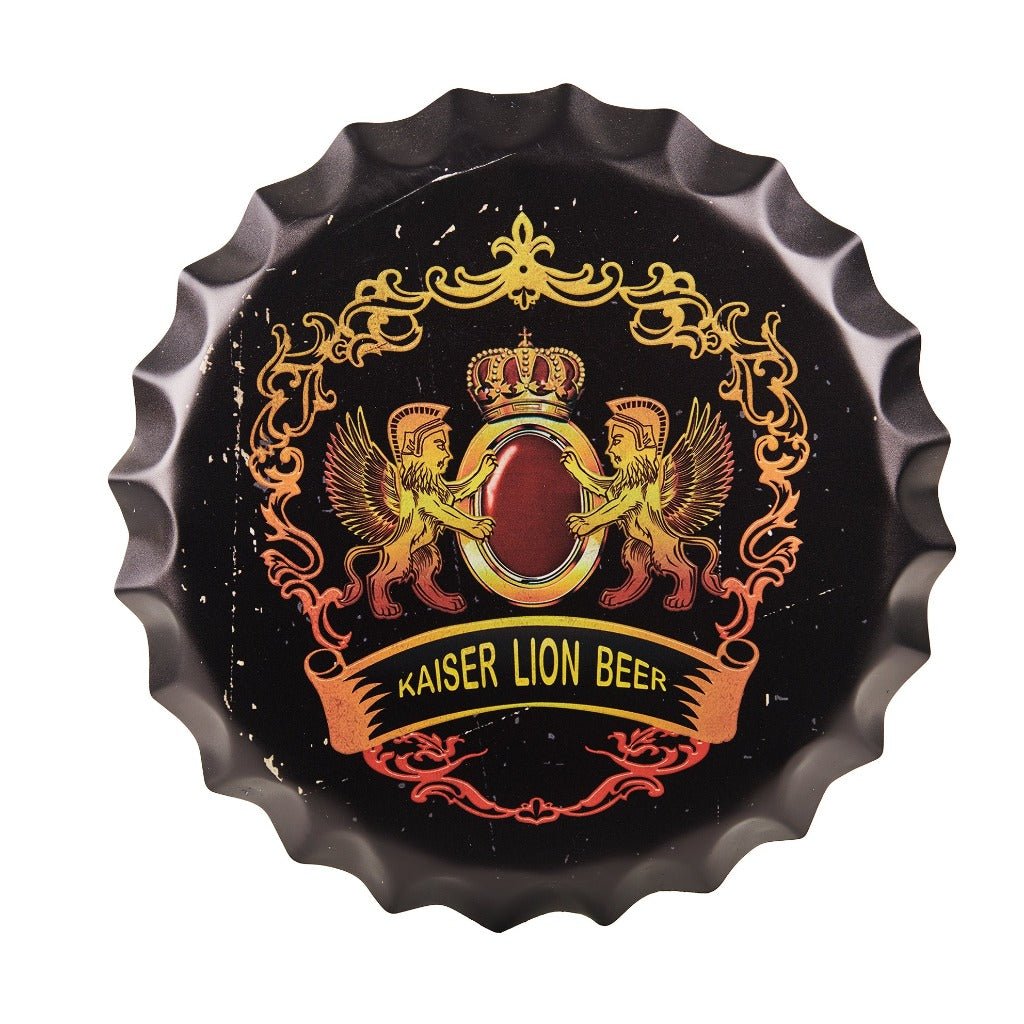 Kaiser Lion Beer Bottle Cap Wall Decor | 14 inches