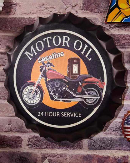 Motor Oil Sasaline Bottle Cap Wall Decor | 14 inches