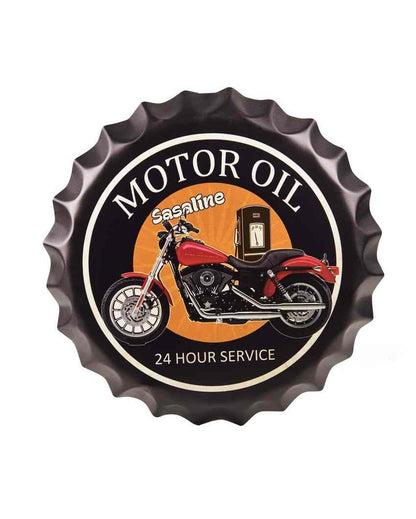 Motor Oil Sasaline Bottle Cap Wall Decor | 14 inches