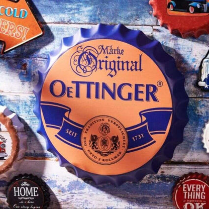 Original Oetinger Bottle Cap Wall Decor | 14 inches