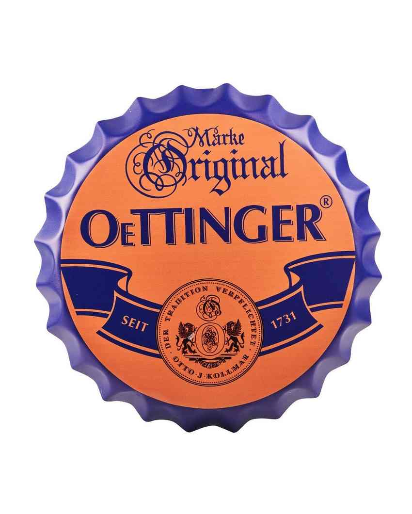 Original Oetinger Bottle Cap Wall Decor | 14 inches