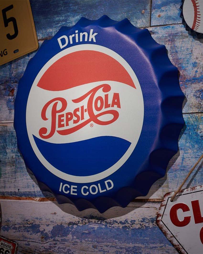 Pepsi Cola Bottle Cap Wall Decor | 14 inches