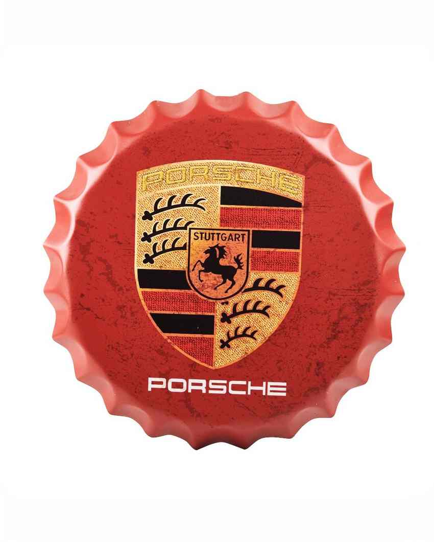 Porsche Bottle Cap Wall Decor | 14 inches