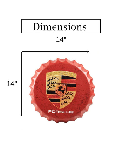 Porsche Bottle Cap Wall Decor | 14 inches