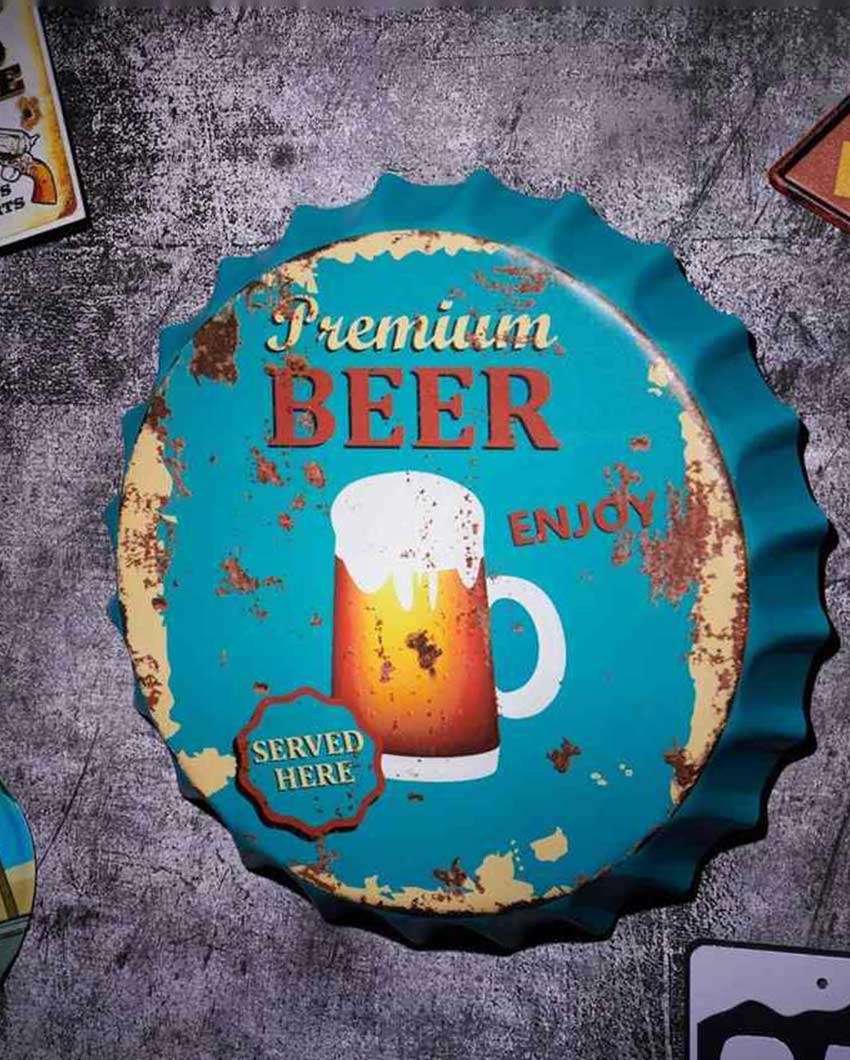 Premium Beer Enjoy Bottle Cap Wall Decor | 14 inches