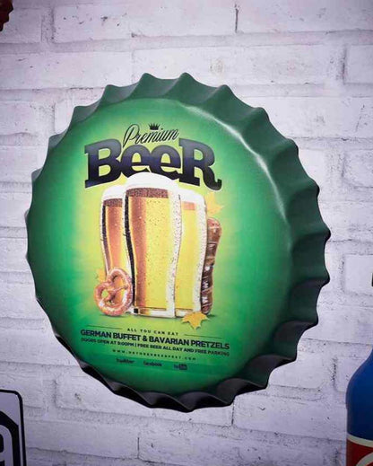 Premium Beer Bottle Cap Wall Decor | 14 inches